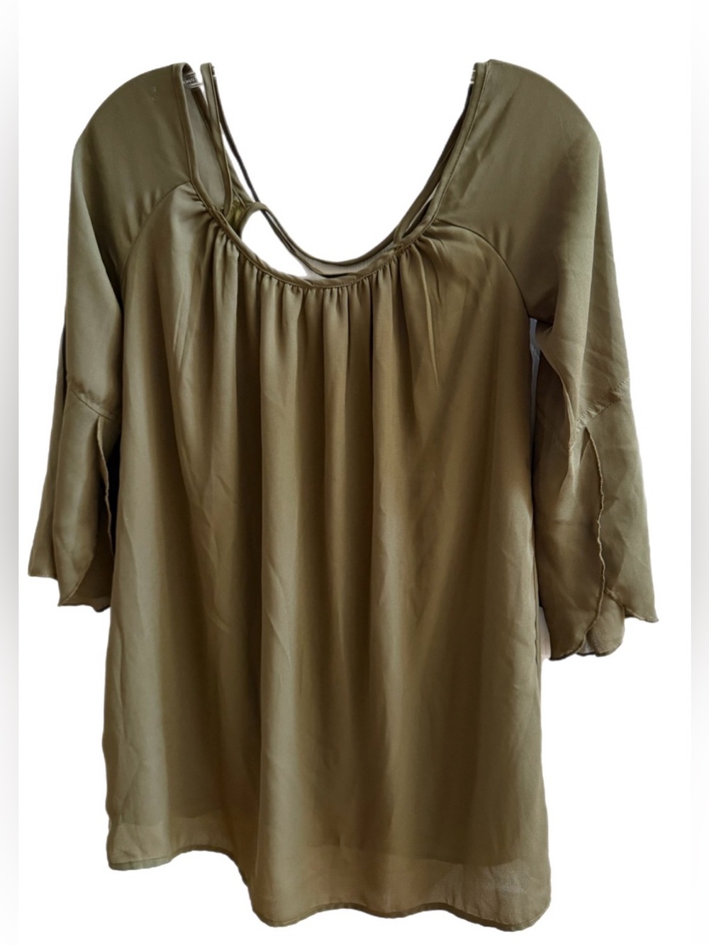 Tobi Olive Green Scoop Neck and Low Back Dress